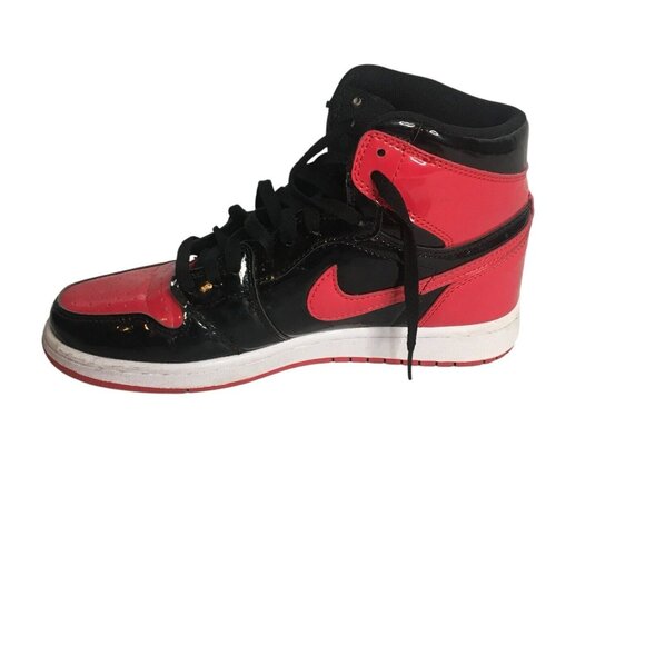 Nike Men's Air Jordan 1 Retro High OG Patent Bred 555088-063 Sneakers Red Sz 7 - Picture 6 of 16